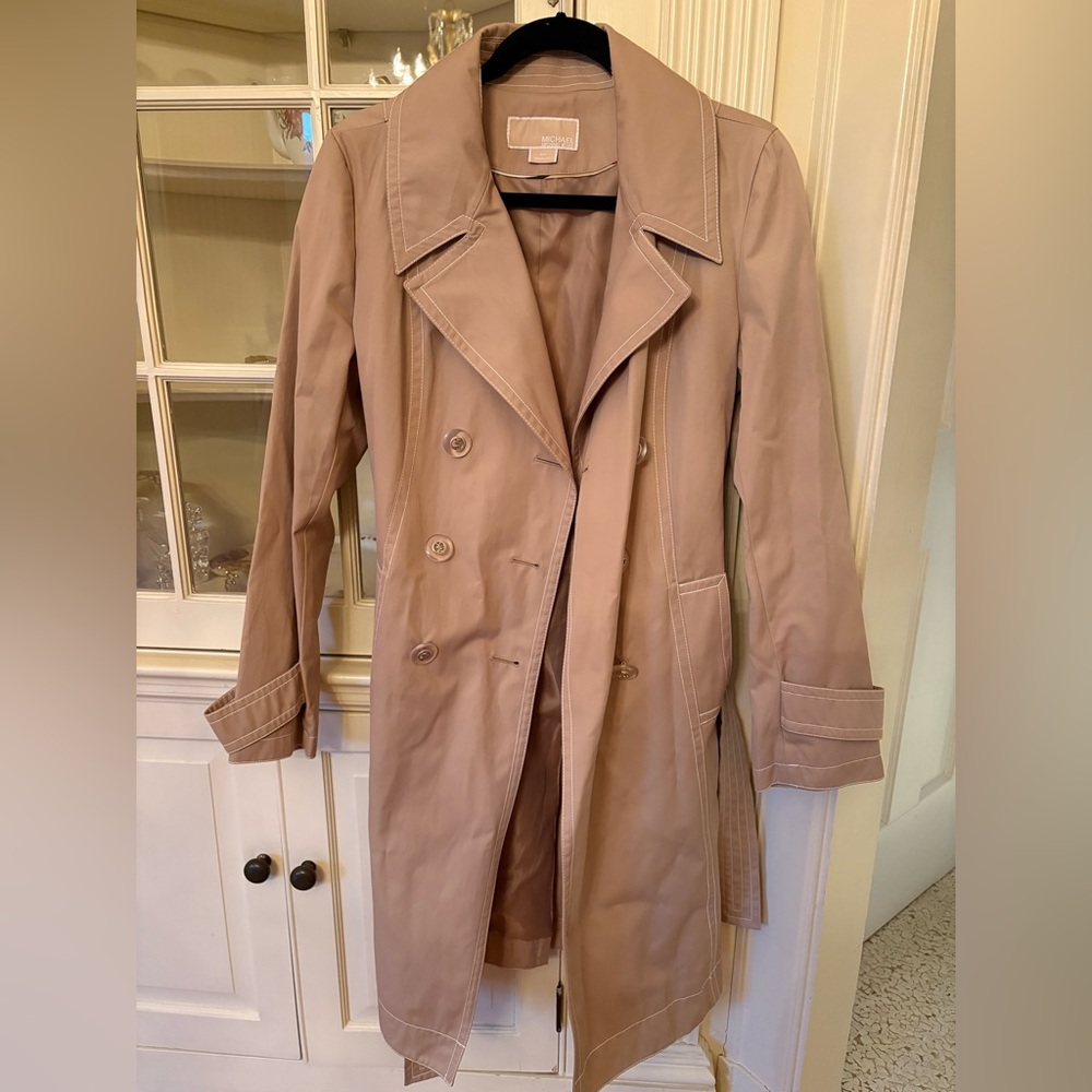 MICHAEL Michael Kors Tan Double-Breasted Women's Trench Coat